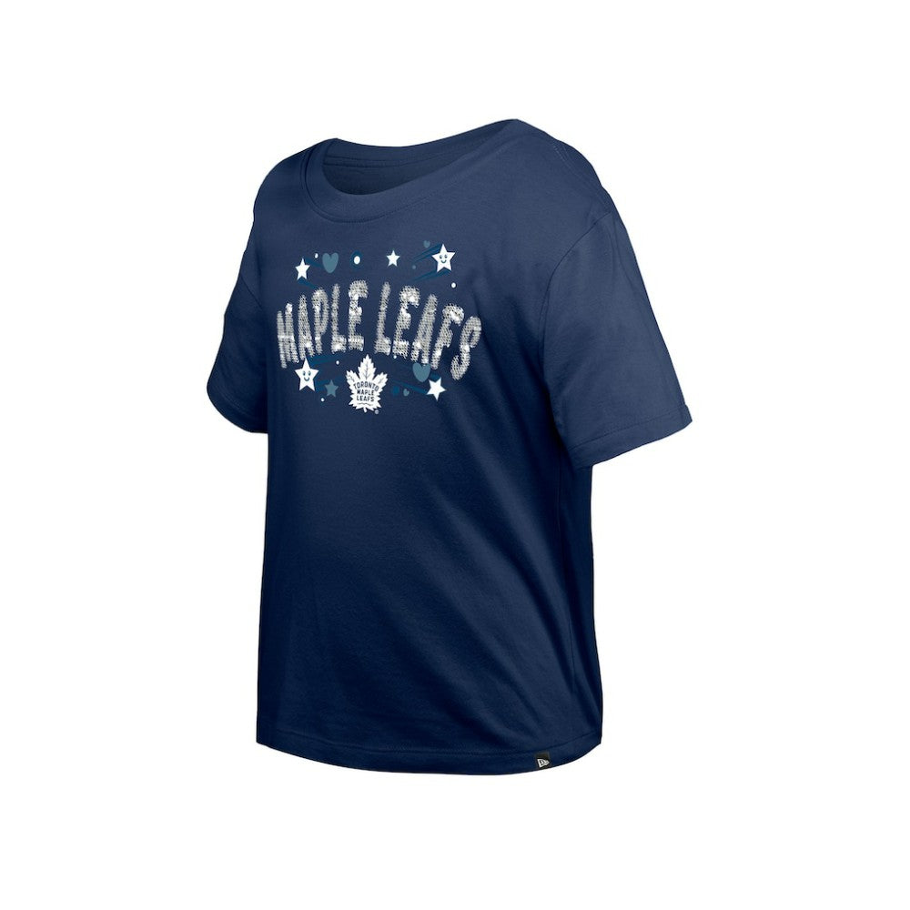 NHL Toronto Maple Leafs New Era Girl's Youth Flip Sequin T-Shirt - Navy