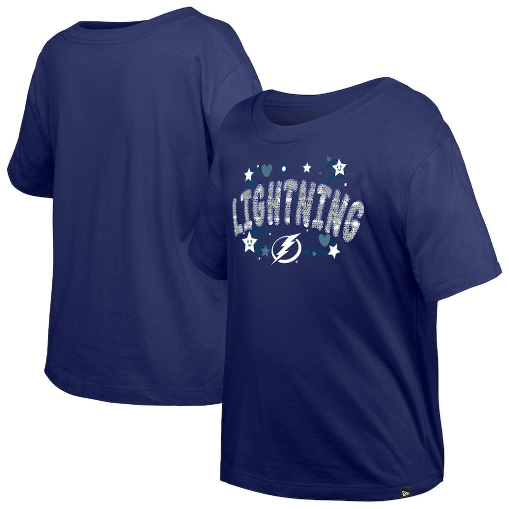 NHL Tampa Bay Lightning New Era Girl's Youth Flip Sequin T-Shirt - Blue
