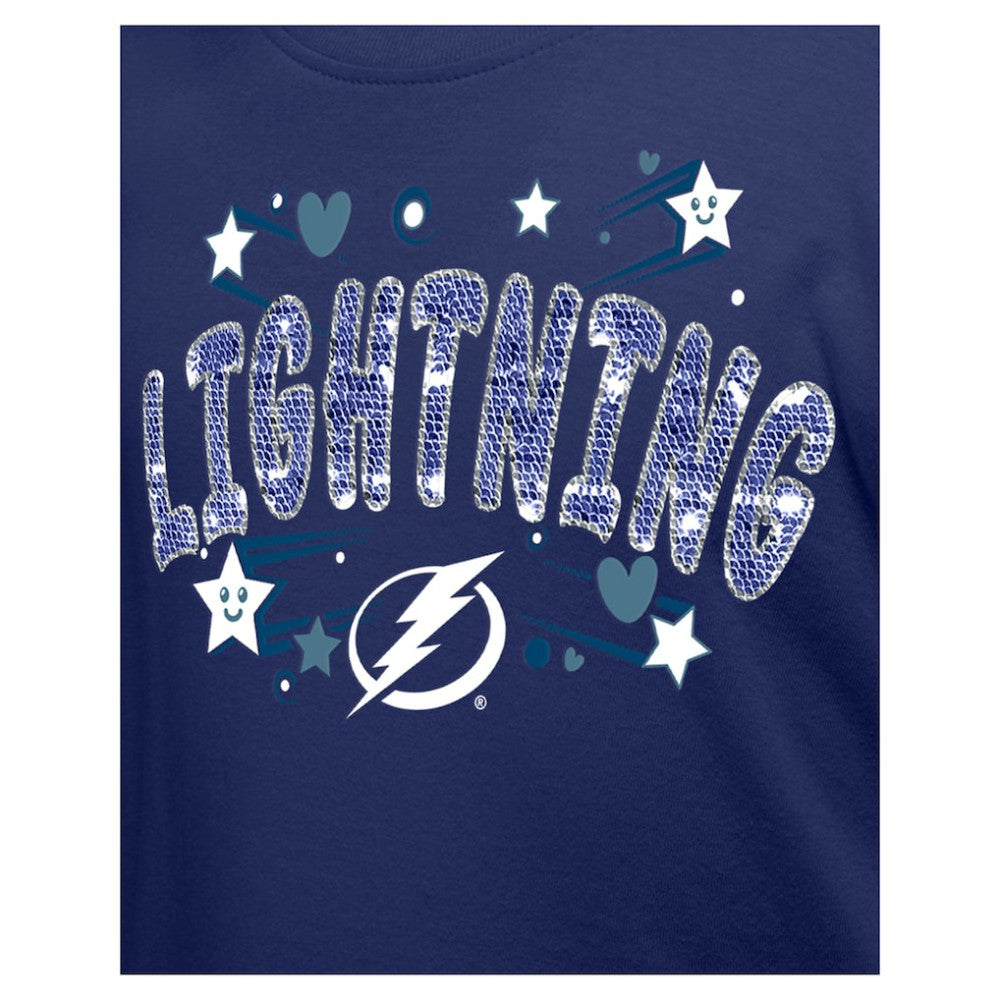 NHL Tampa Bay Lightning New Era Girl's Youth Flip Sequin T-Shirt - Blue
