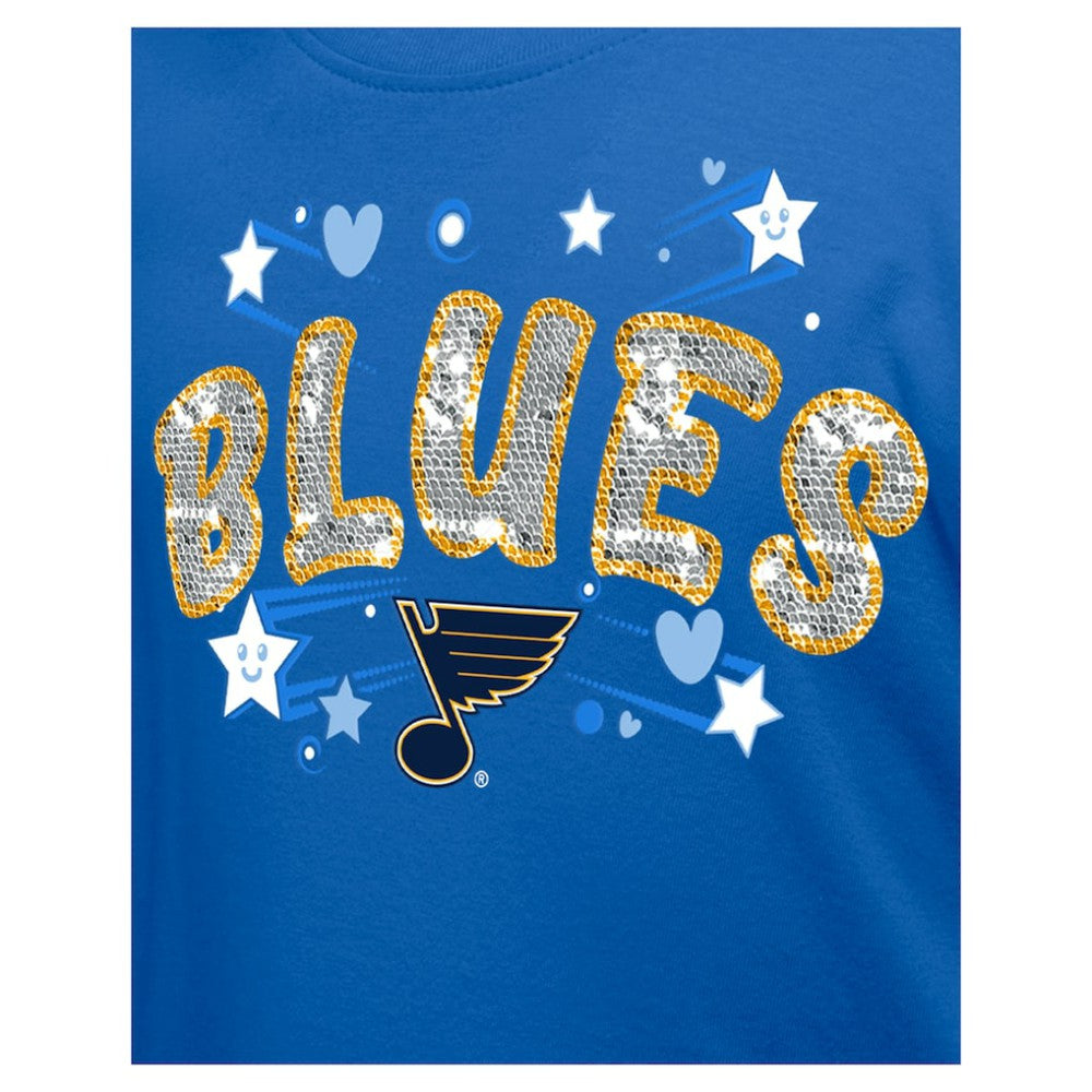NHL St. Louis Blues New Era Girl's Youth Flip Sequin T-Shirt - Blue