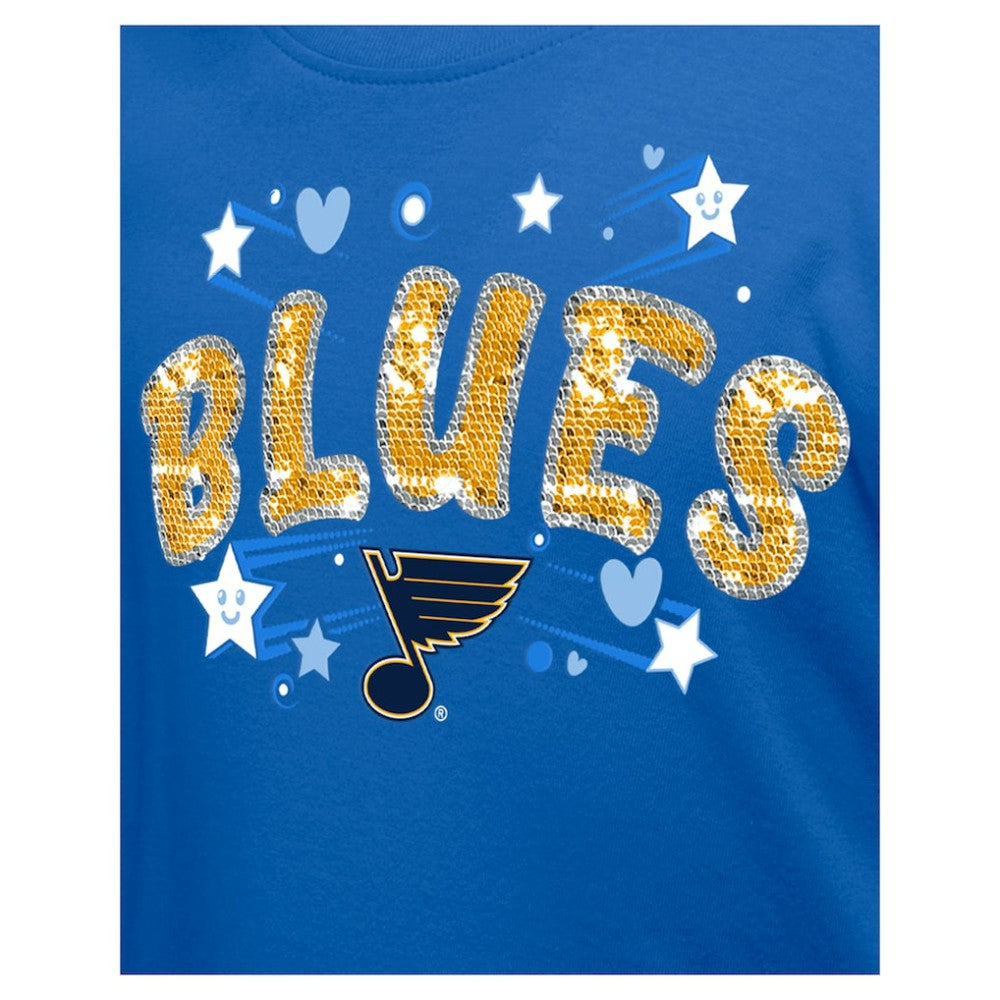 NHL St. Louis Blues New Era Girl's Youth Flip Sequin T-Shirt - Blue