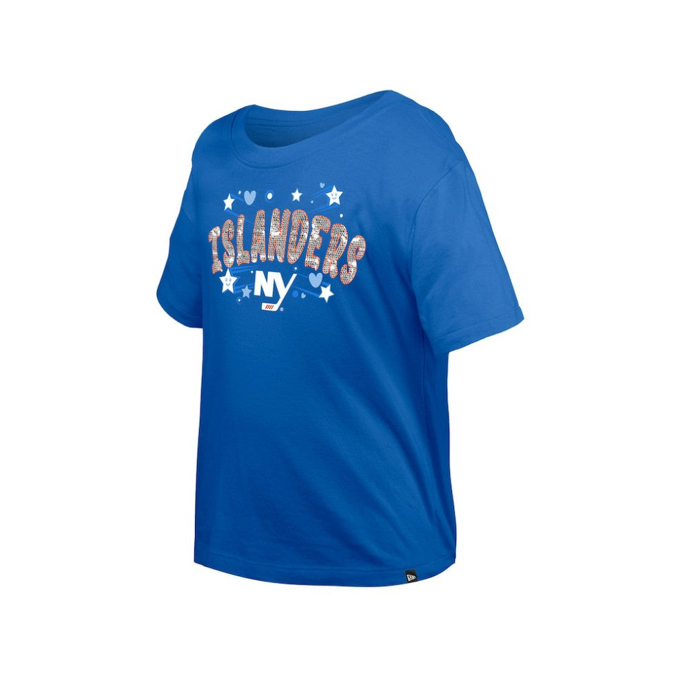 NHL New York Islanders New Era Girl's Youth Flip Sequin T-Shirt - Blue