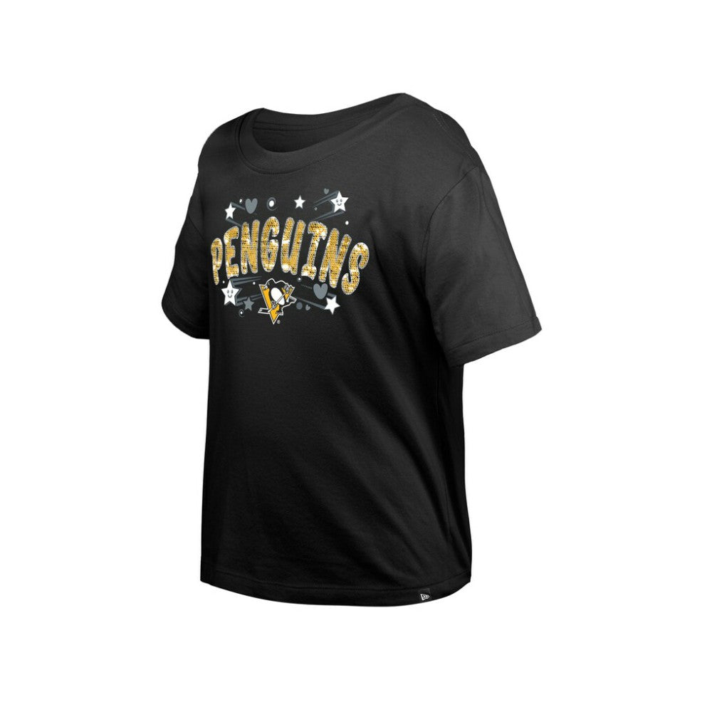 NHL Pittsburgh Penguins New Era Girl's Youth Flip Sequin T-Shirt - Black