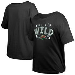 NHL Minnesota Wild New Era Girl's Youth Flip Sequin T-Shirt - Black