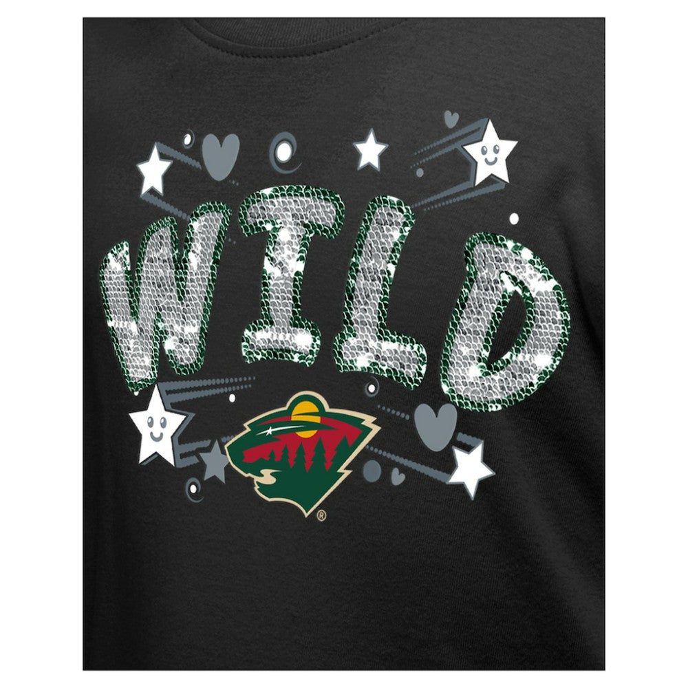 NHL Minnesota Wild New Era Girl's Youth Flip Sequin T-Shirt - Black