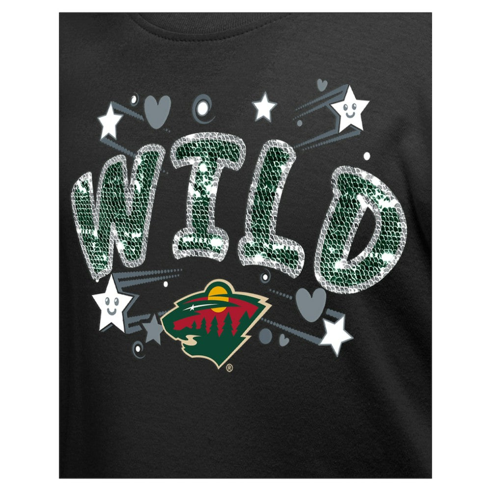 NHL Minnesota Wild New Era Girl's Youth Flip Sequin T-Shirt - Black