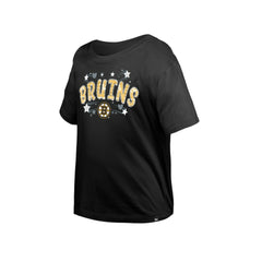 NHL Boston Bruins New Era Girl's Youth Flip Sequin T-Shirt - Black