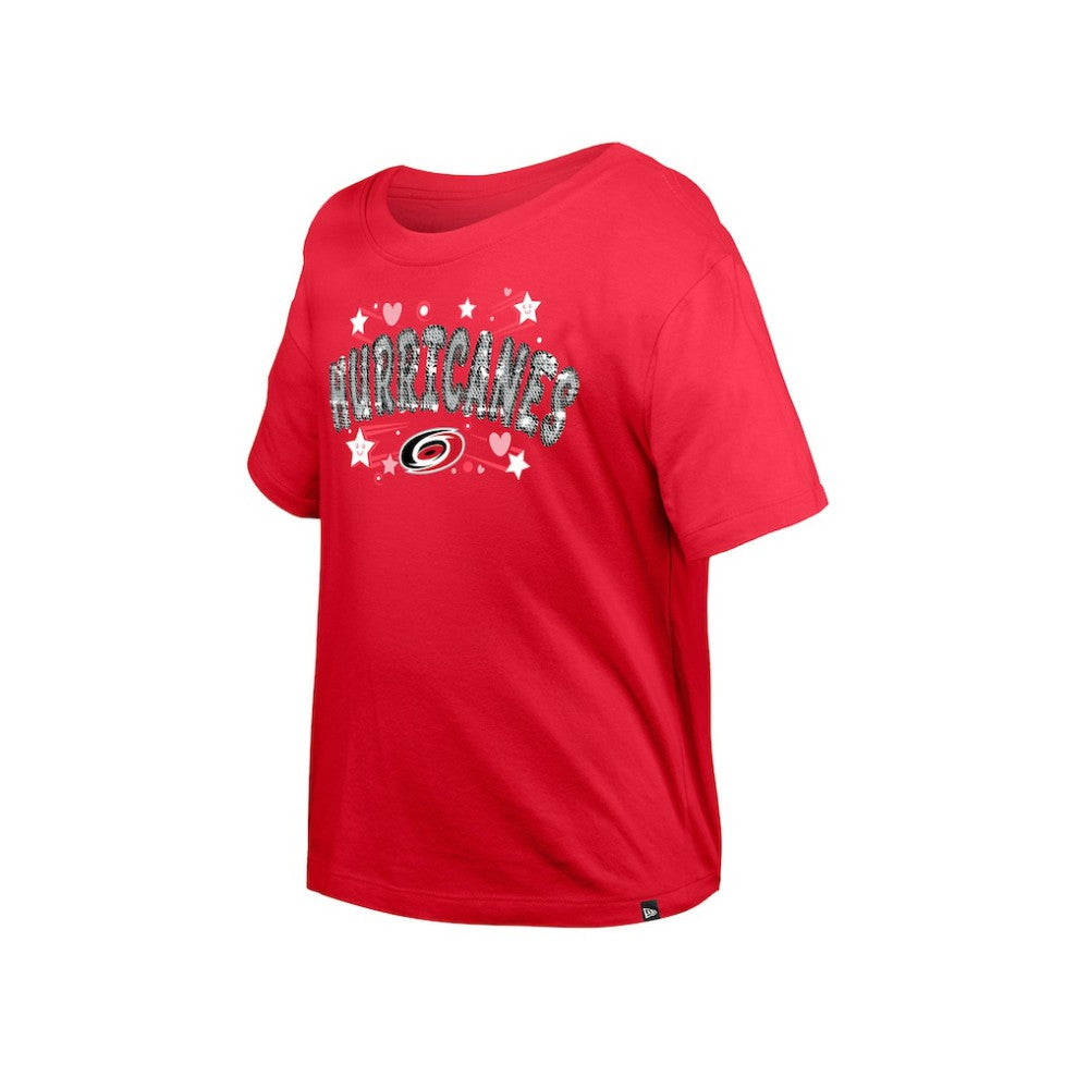 NHL Carolina Hurricanes New Era Girl's Youth Flip Sequin T-Shirt - Red