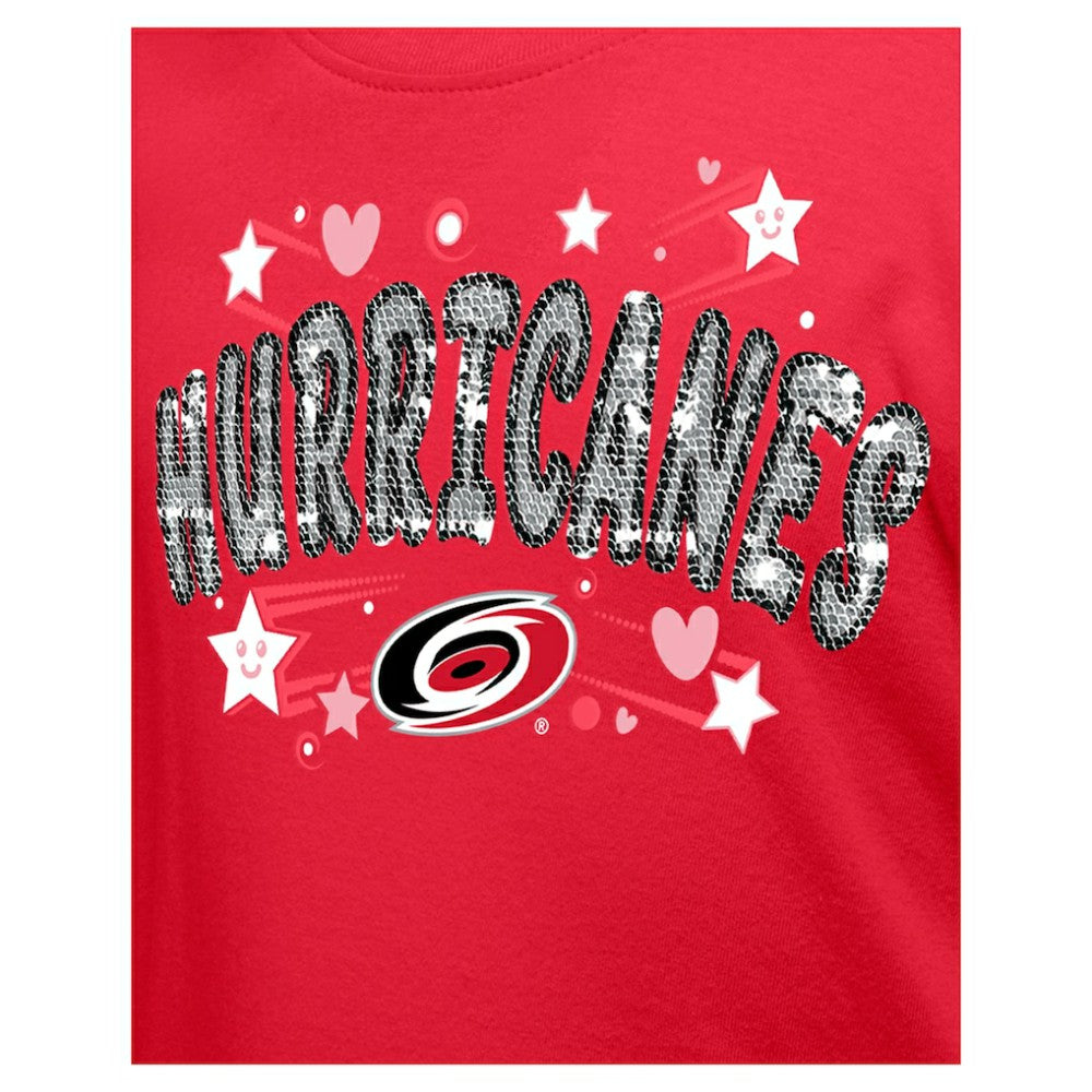NHL Carolina Hurricanes New Era Girl's Youth Flip Sequin T-Shirt - Red