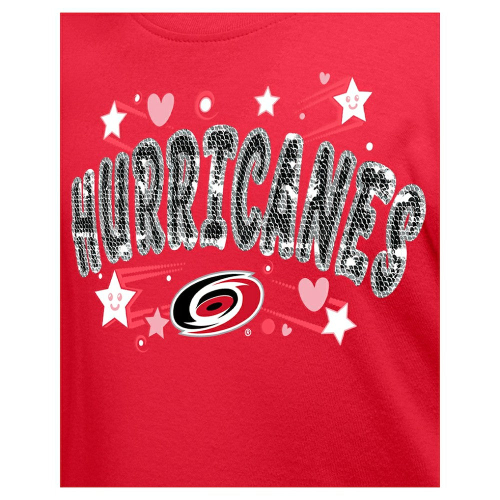 NHL Carolina Hurricanes New Era Girl's Youth Flip Sequin T-Shirt - Red