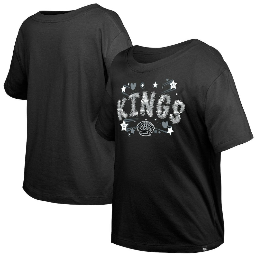 NHL Los Angeles Kings New Era Girl's Youth Flip Sequin T-Shirt - Black