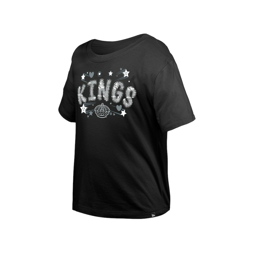 NHL Los Angeles Kings New Era Girl's Youth Flip Sequin T-Shirt - Black