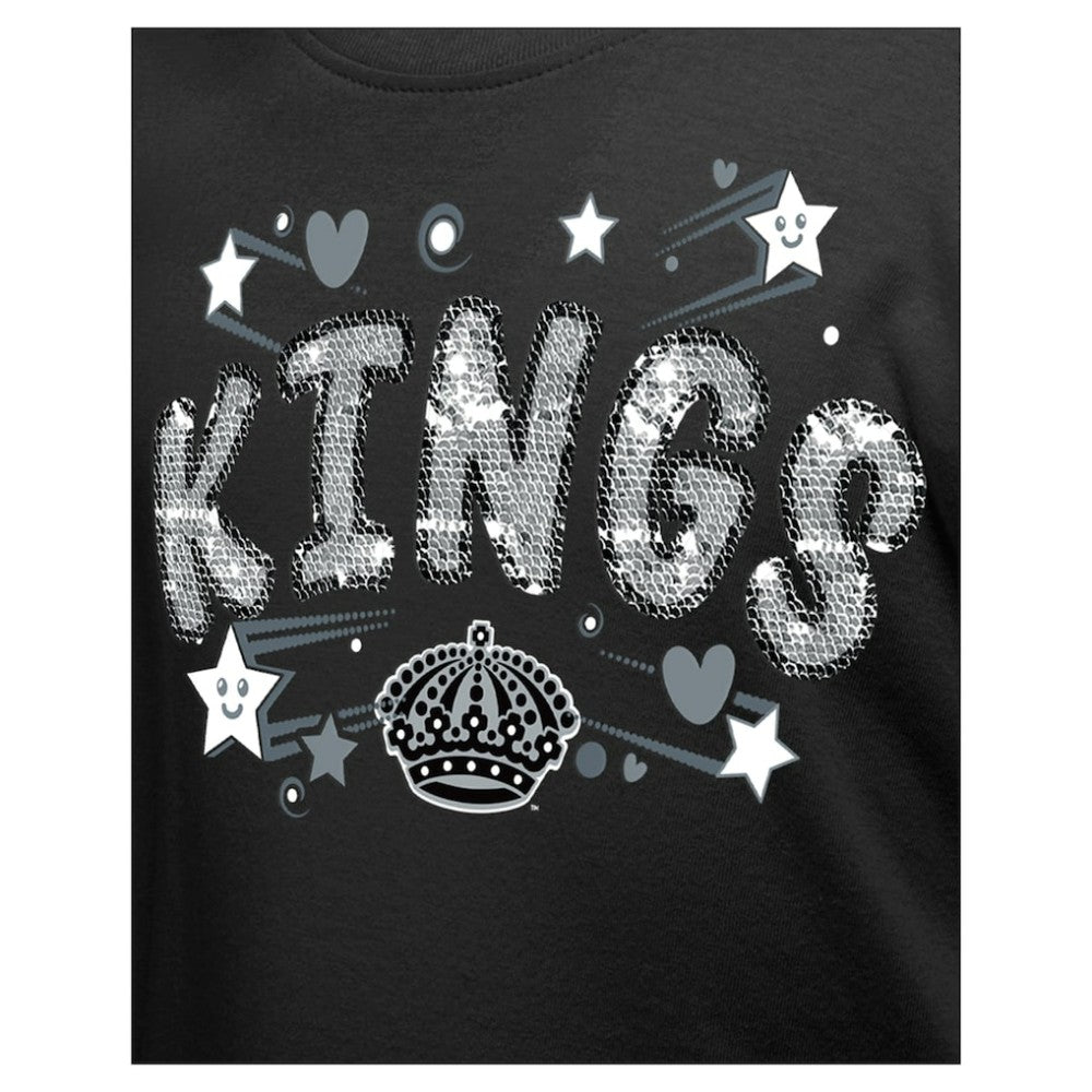 NHL Los Angeles Kings New Era Girl's Youth Flip Sequin T-Shirt - Black