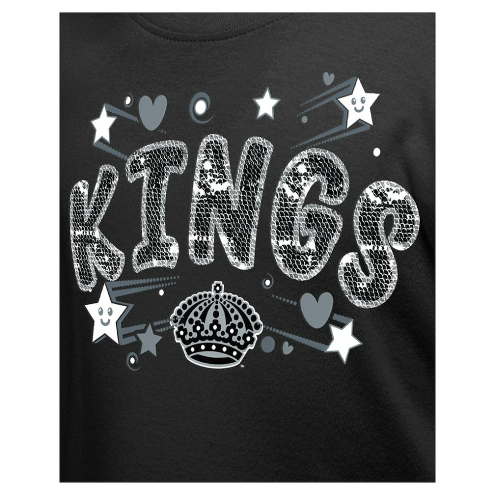 NHL Los Angeles Kings New Era Girl's Youth Flip Sequin T-Shirt - Black