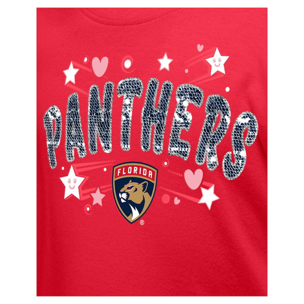 NHL Florida Panthers New Era Girl's Youth Flip Sequin T-Shirt - Red