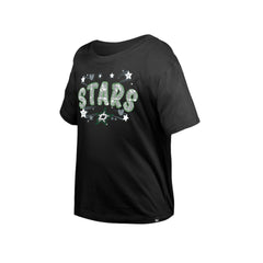 NHL Dallas Stars New Era Girl's Youth Flip Sequin T-Shirt - Black