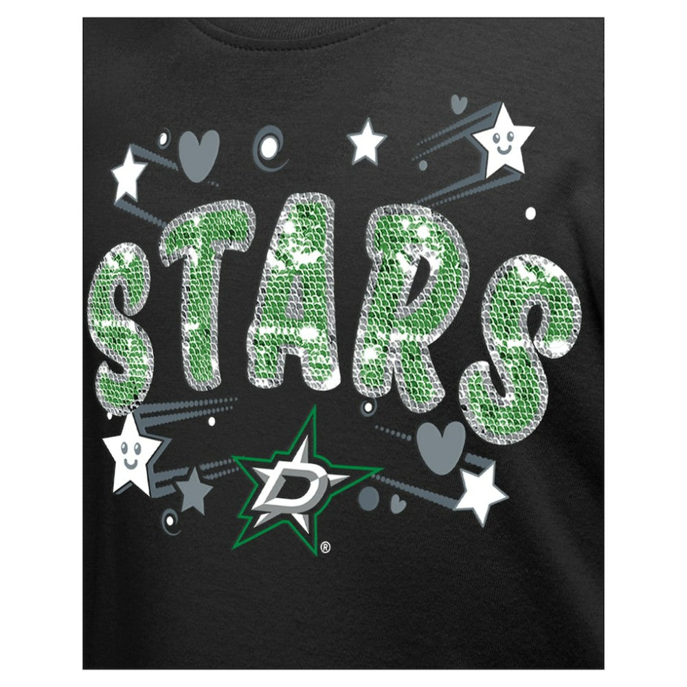 NHL Dallas Stars New Era Girl's Youth Flip Sequin T-Shirt - Black