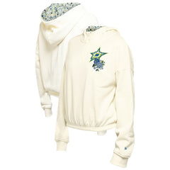 NHL Dallas Stars New Era Women's Glam Game Quarter-Zip Cropped Floral Hoodie Pullover - Cream