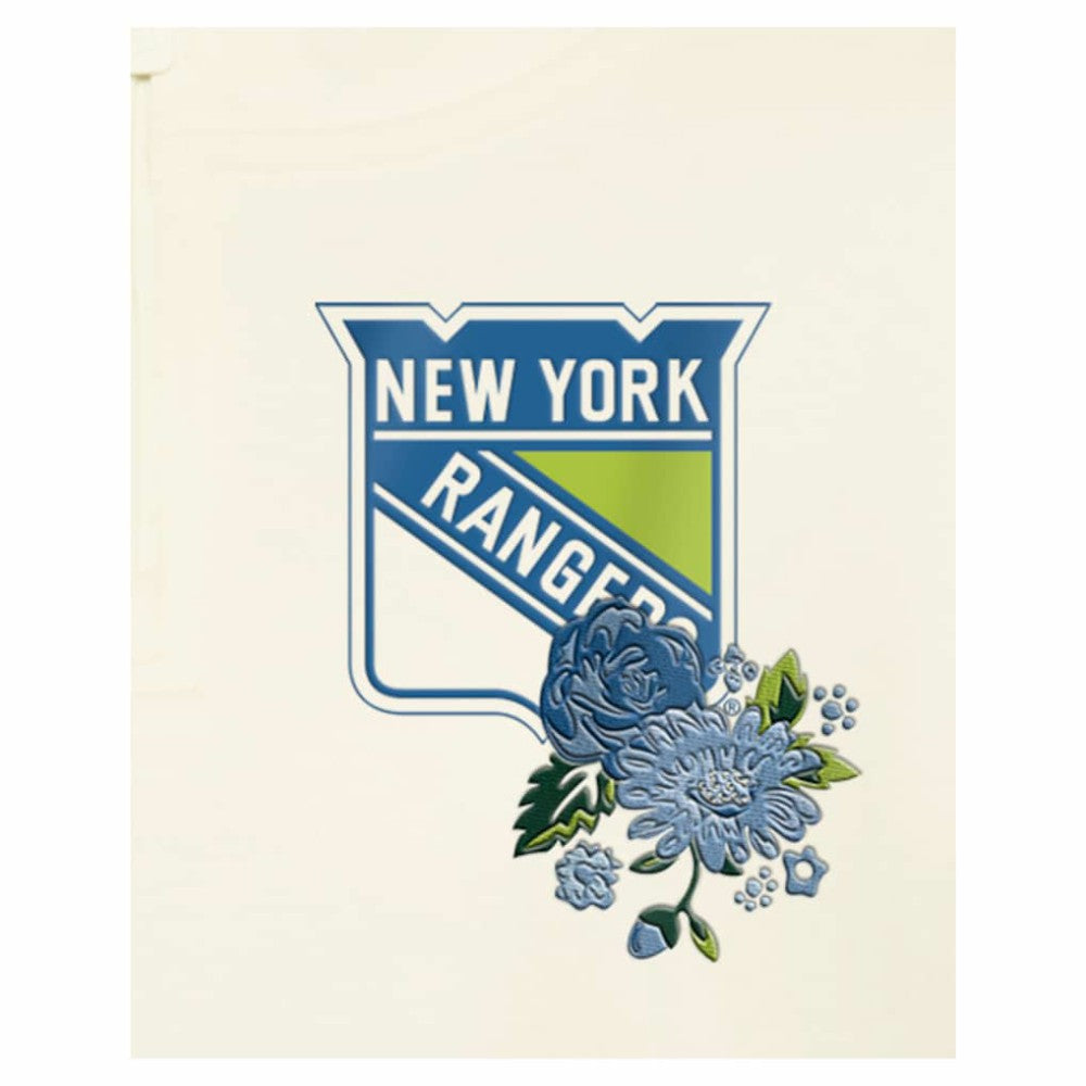 NHL New York Rangers New Era Women's Glam Game Quarter-Zip Cropped Floral Hoodie Pullover - Cream