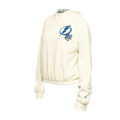 NHL Tampa Bay Lightning New Era Women's Glam Game Quarter-Zip Cropped Floral Hoodie Pullover - Cream