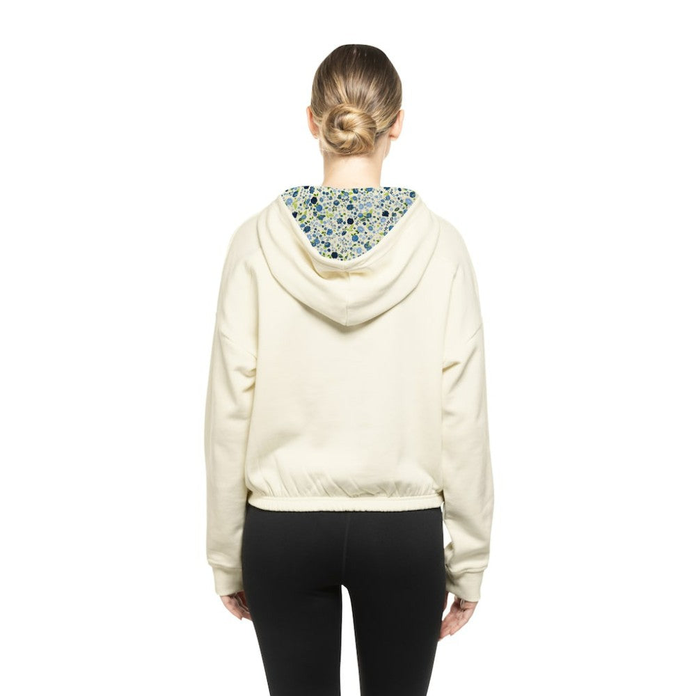 NHL Pittsburgh Penguins New Era Women's Glam Game Quarter-Zip Cropped Floral Hoodie Pullover - Cream