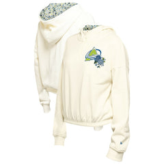 NHL Colorado Avalanche New Era Women's Glam Game Quarter-Zip Cropped Floral Hoodie Pullover - Cream