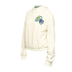 NHL Colorado Avalanche New Era Women's Glam Game Quarter-Zip Cropped Floral Hoodie Pullover - Cream