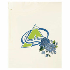NHL Colorado Avalanche New Era Women's Glam Game Quarter-Zip Cropped Floral Hoodie Pullover - Cream