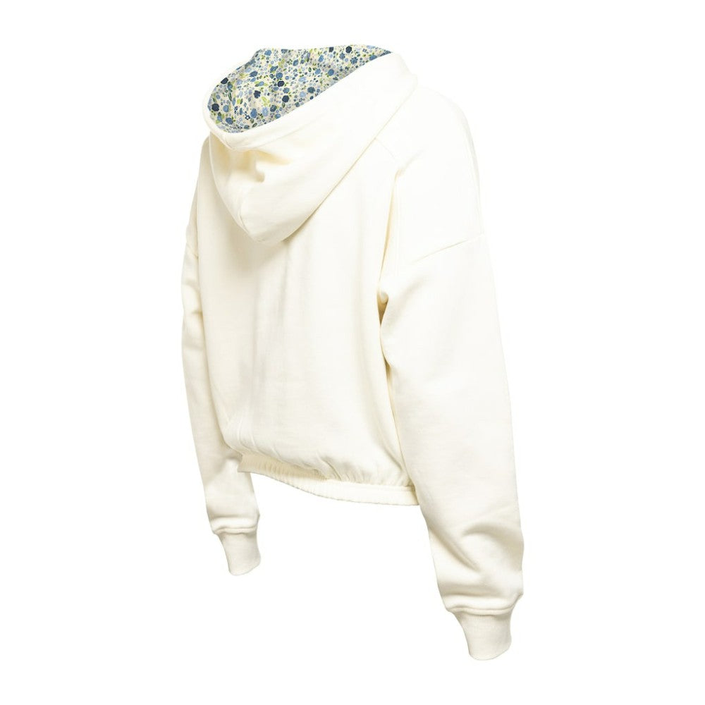 NHL Minnesota Wild New Era Women's Glam Game Quarter-Zip Cropped Floral Hoodie Pullover - Cream