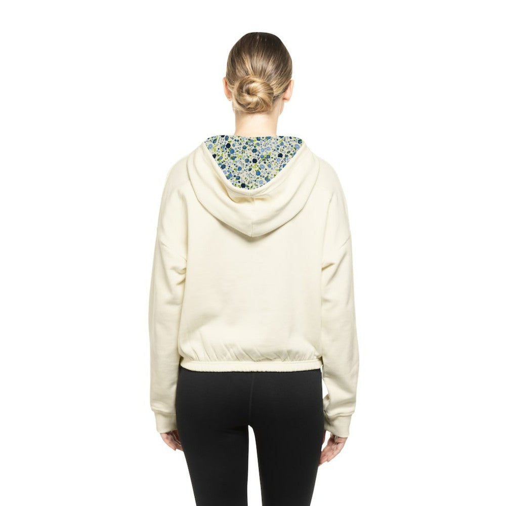 NHL Boston Bruins New Era Women's Glam Game Quarter-Zip Cropped Floral Hoodie Pullover - Cream