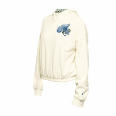 NHL Detroit Red Wings New Era Women's Glam Game Quarter-Zip Cropped Floral Hoodie Pullover - Cream