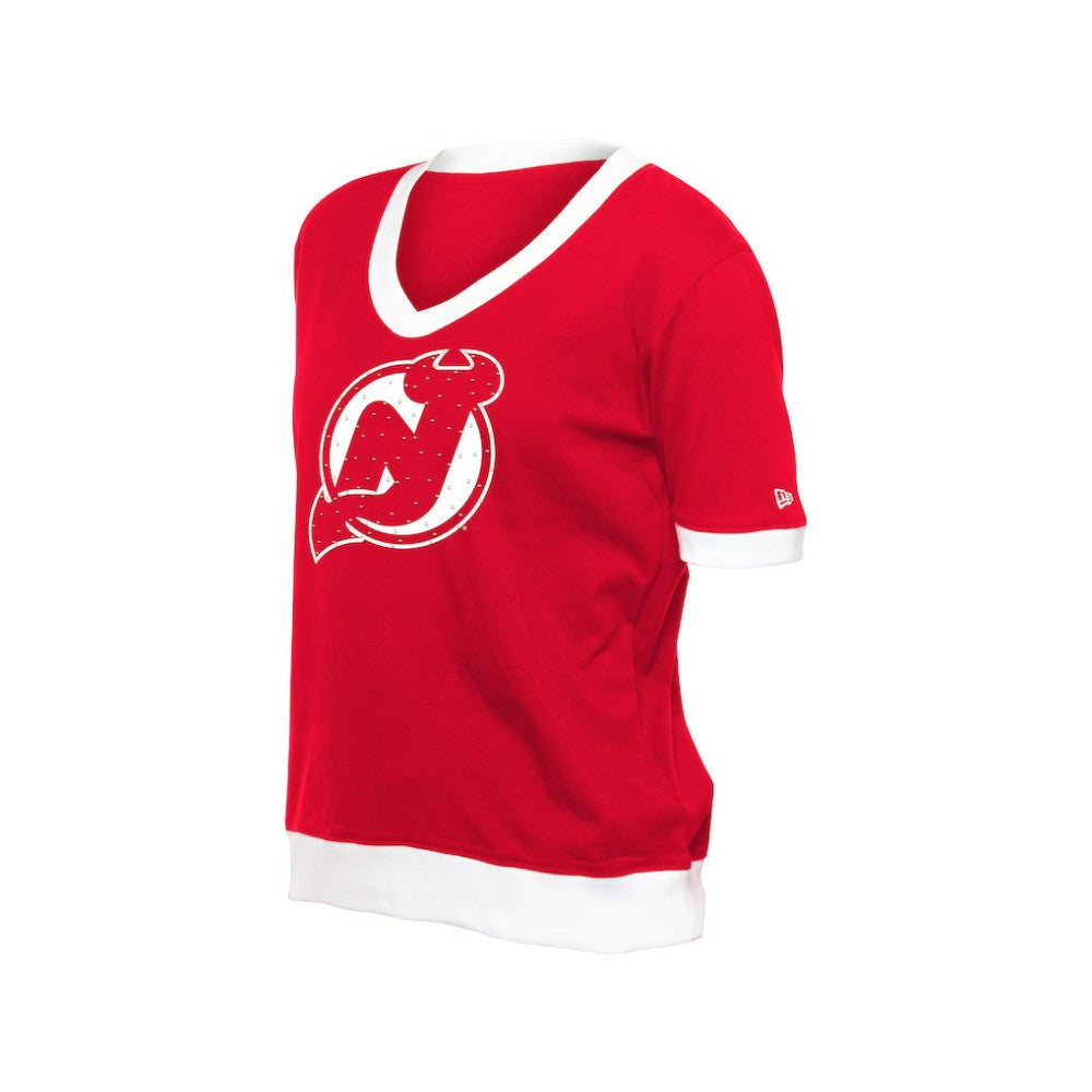NHL New Jersey Devils New Era Women's Game Day Rhinestuds T-Shirt - Red