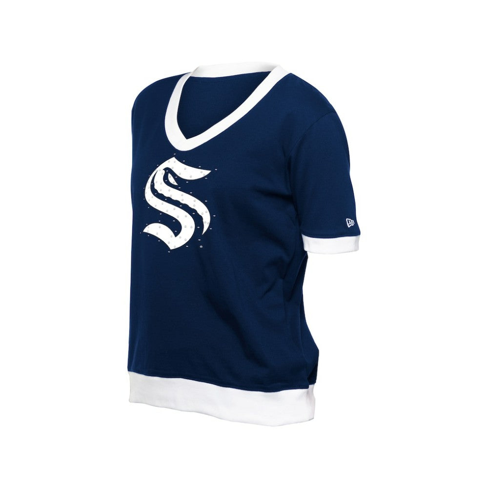 NHL Seattle Kraken New Era Women's Game Day Rhinestuds T-Shirt - Deep Sea Blue