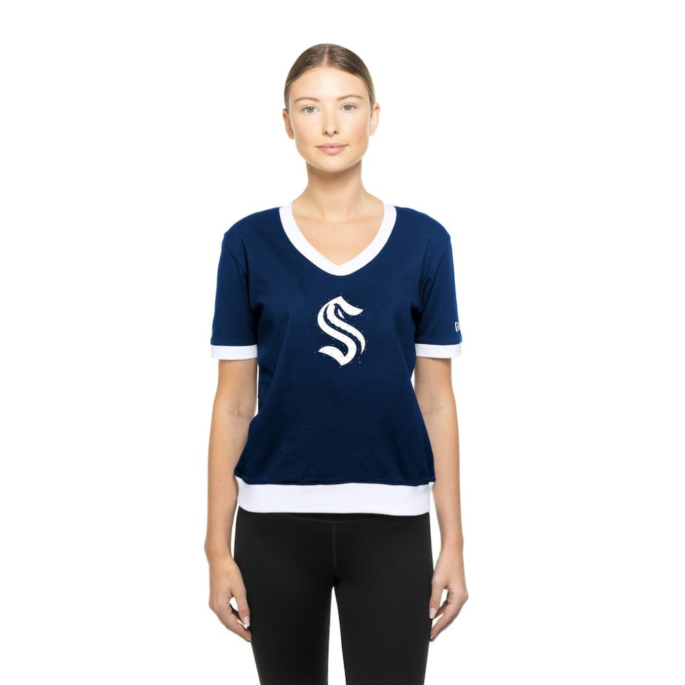NHL Seattle Kraken New Era Women's Game Day Rhinestuds T-Shirt - Deep Sea Blue