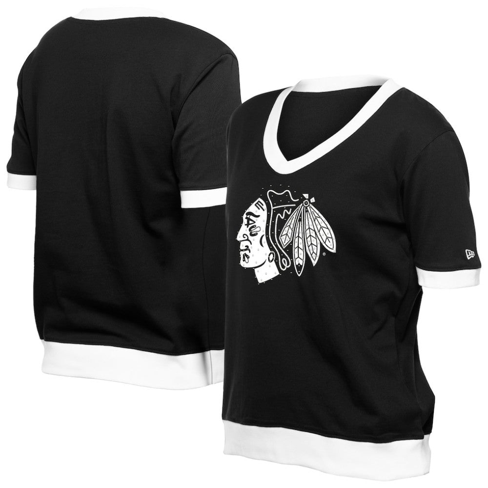 NHL Chicago Blackhawks New Era Women's Game Day Rhinestuds T-Shirt - Black