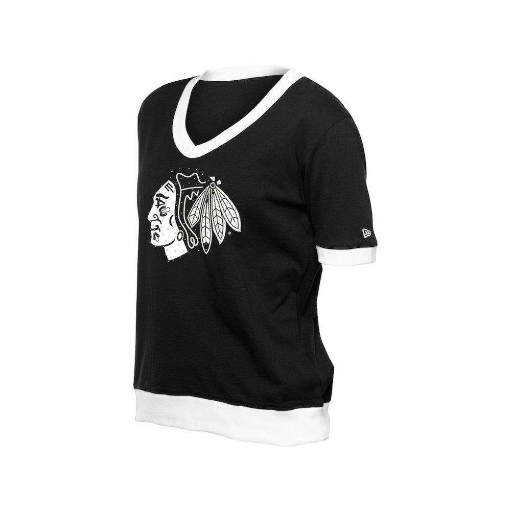 NHL Chicago Blackhawks New Era Women's Game Day Rhinestuds T-Shirt - Black