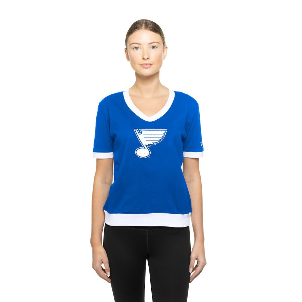 NHL St. Louis Blues New Era Women's Game Day Rhinestuds T-Shirt - Blue