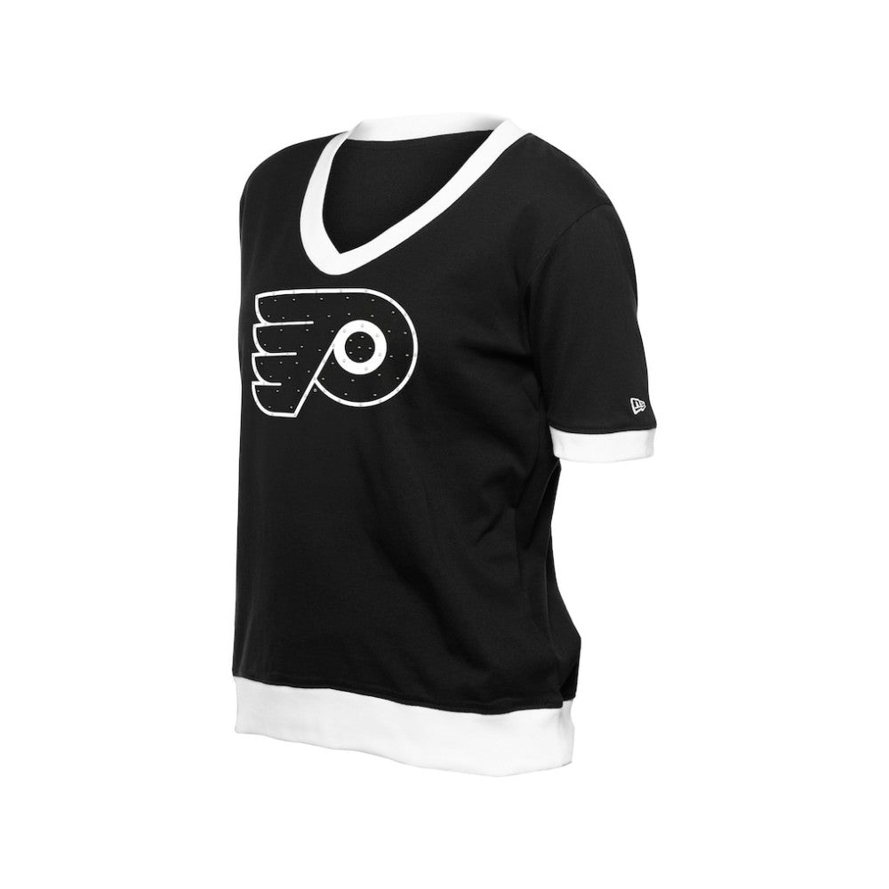 NHL Philadelphia Flyers New Era Women's Game Day Rhinestuds T-Shirt - Black