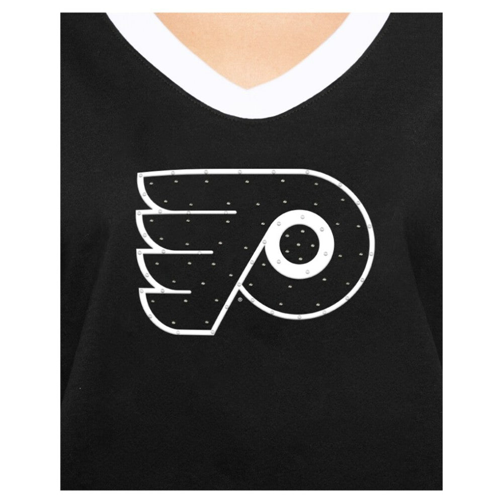NHL Philadelphia Flyers New Era Women's Game Day Rhinestuds T-Shirt - Black