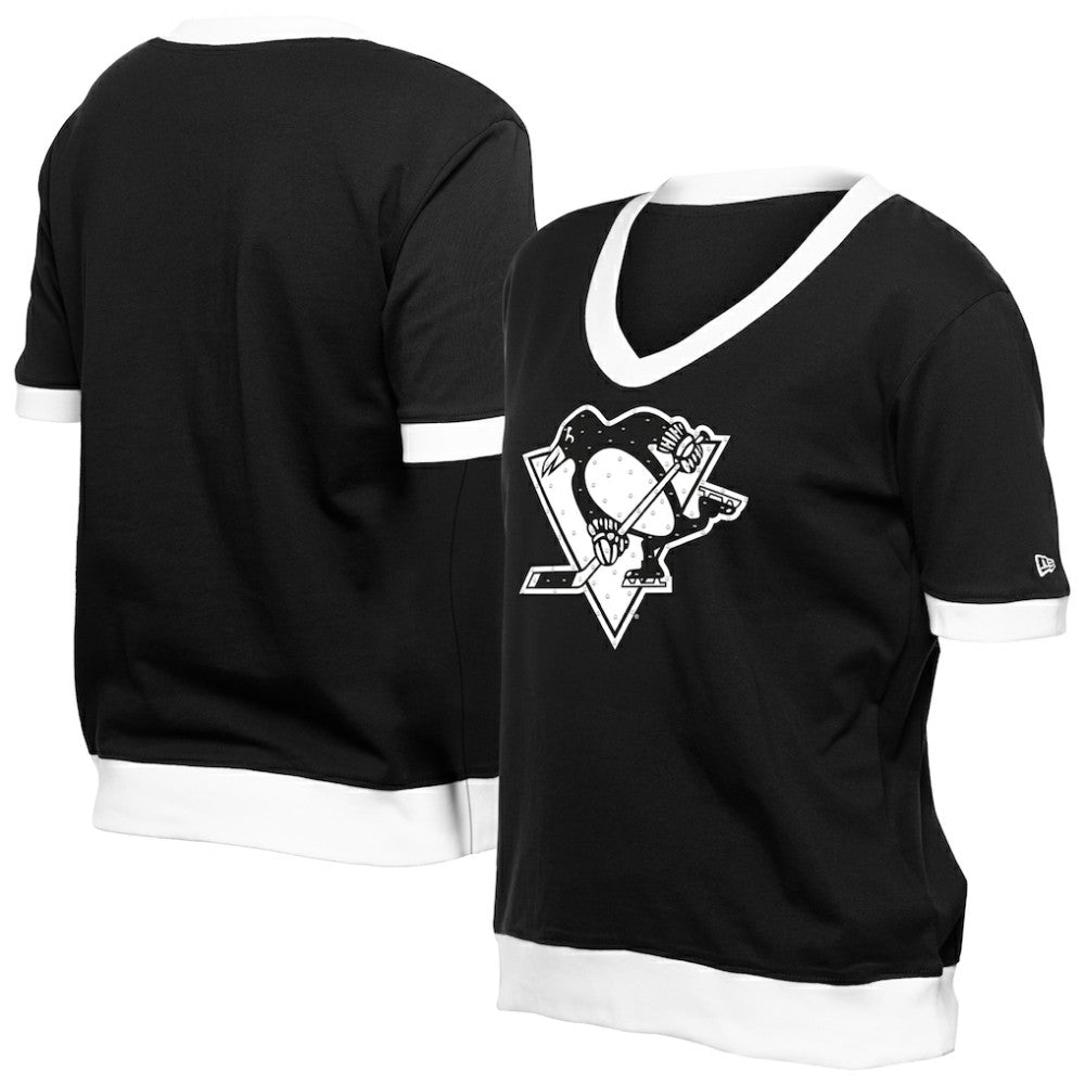 NHL Pittsburgh Penguins New Era Women's Game Day Rhinestuds T-Shirt - Black