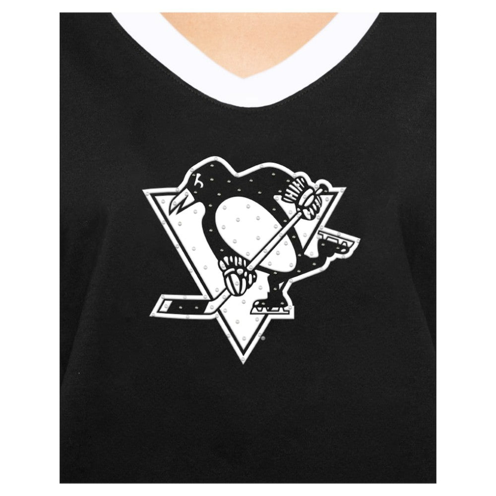 NHL Pittsburgh Penguins New Era Women's Game Day Rhinestuds T-Shirt - Black