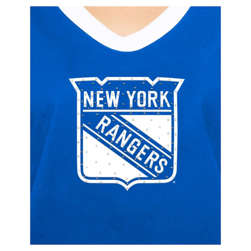 NHL New York Rangers New Era Women's Game Day Rhinestuds T-Shirt - Blue