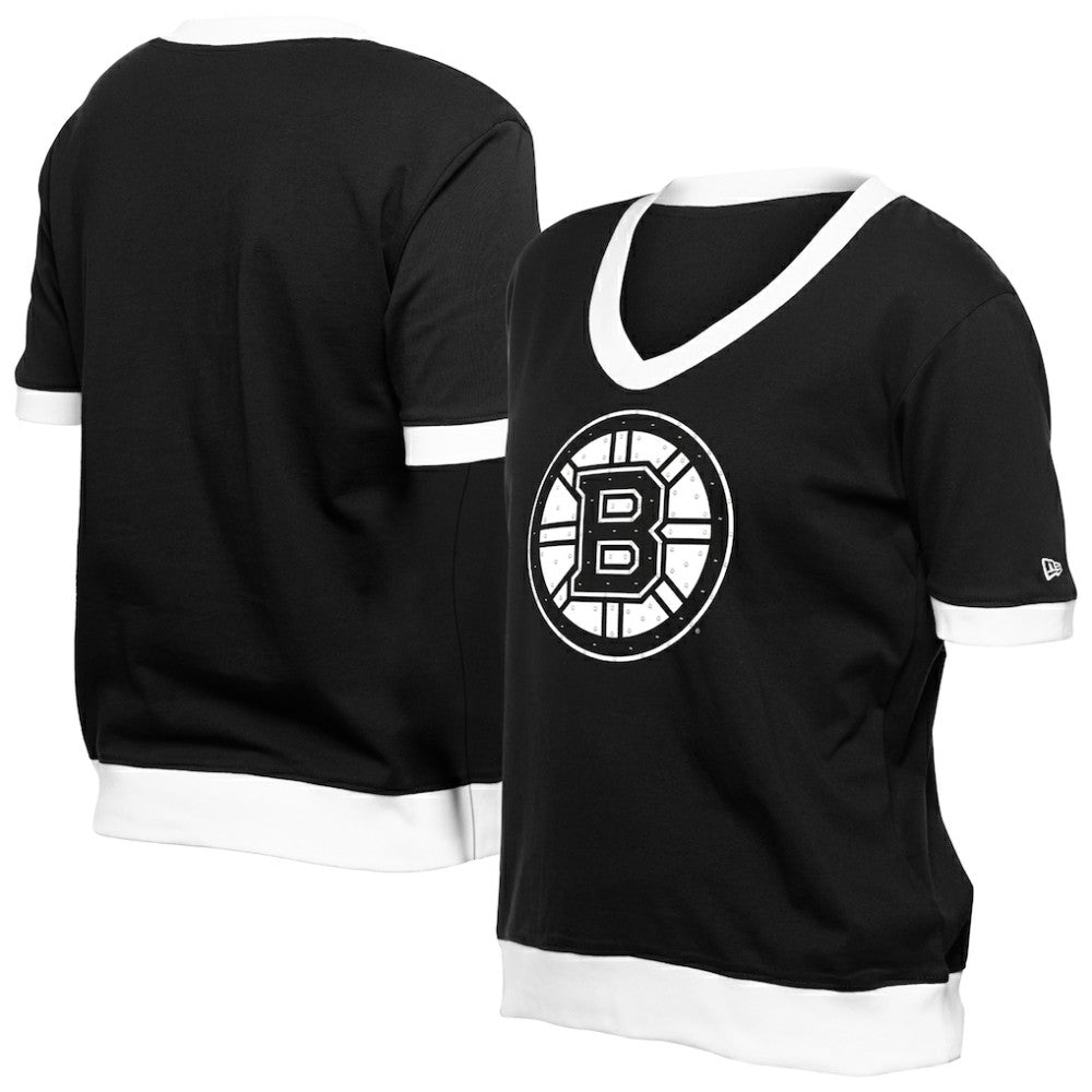 NHL Boston Bruins New Era Women's Game Day Rhinestuds T-Shirt - Black