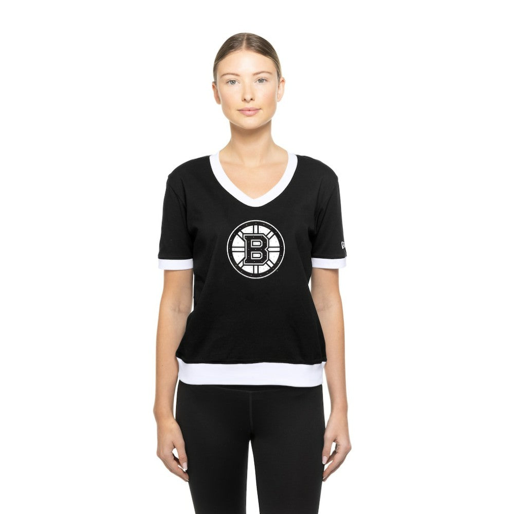 NHL Boston Bruins New Era Women's Game Day Rhinestuds T-Shirt - Black