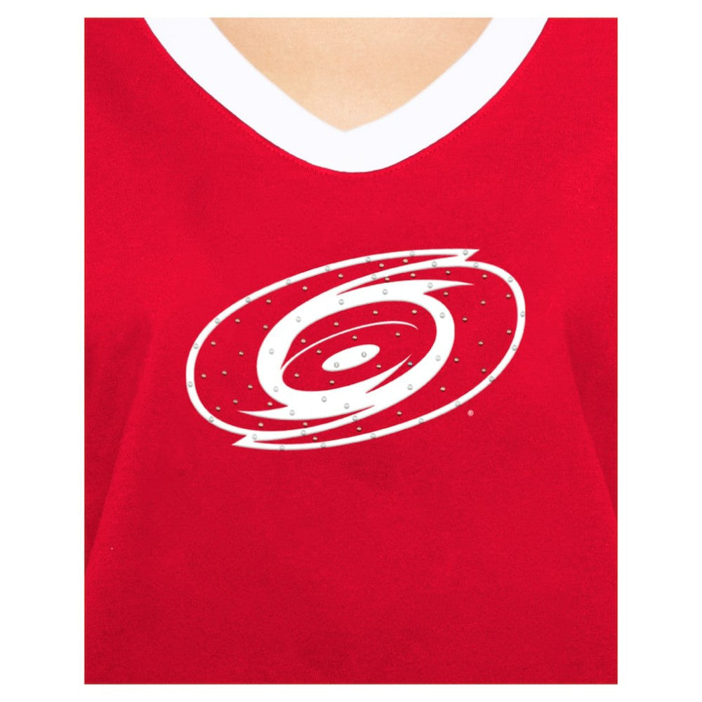 NHL Carolina Hurricanes New Era Women's Game Day Rhinestuds T-Shirt - Red