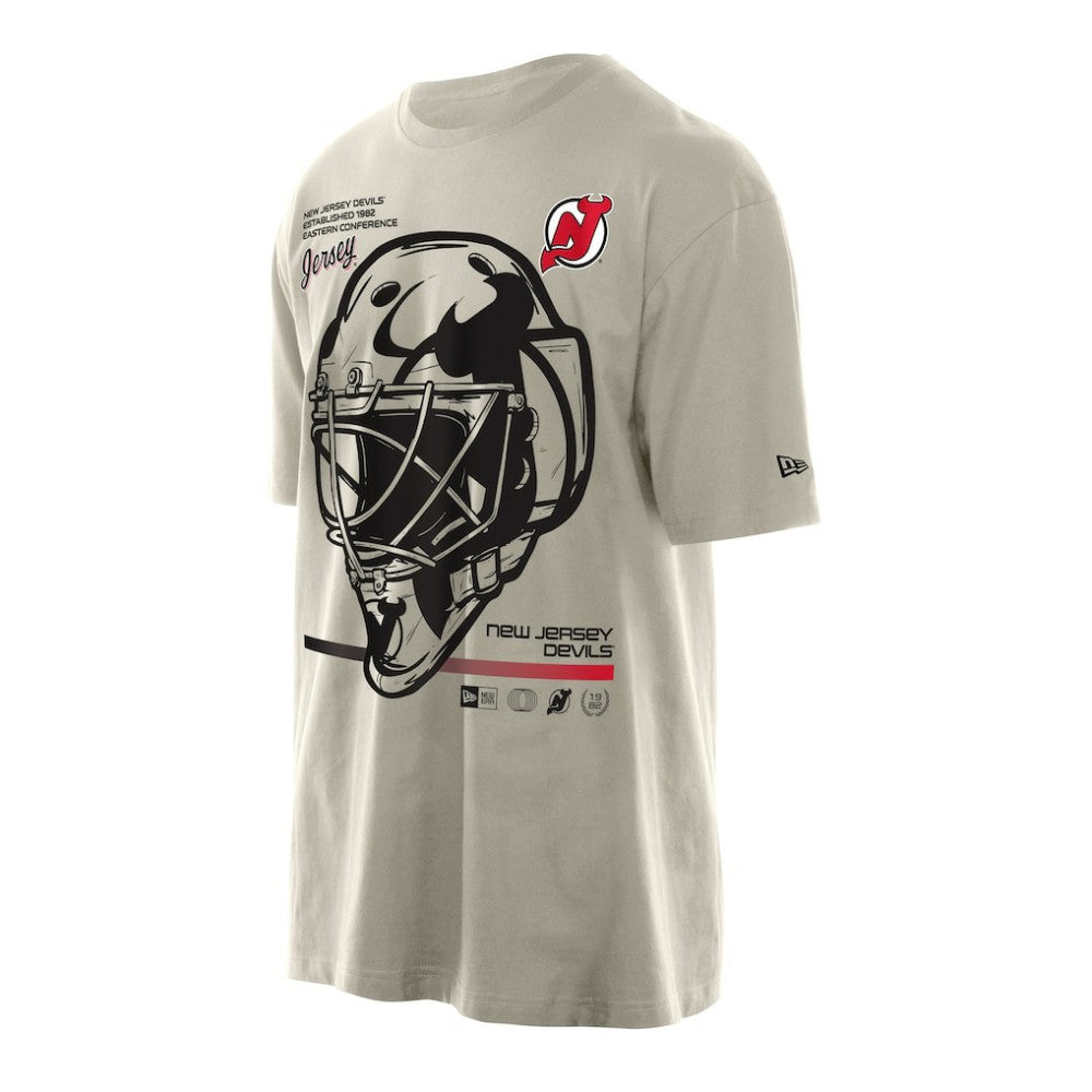 NHL New Jersey Devils New Era Goalie Mask T-Shirt - Tan