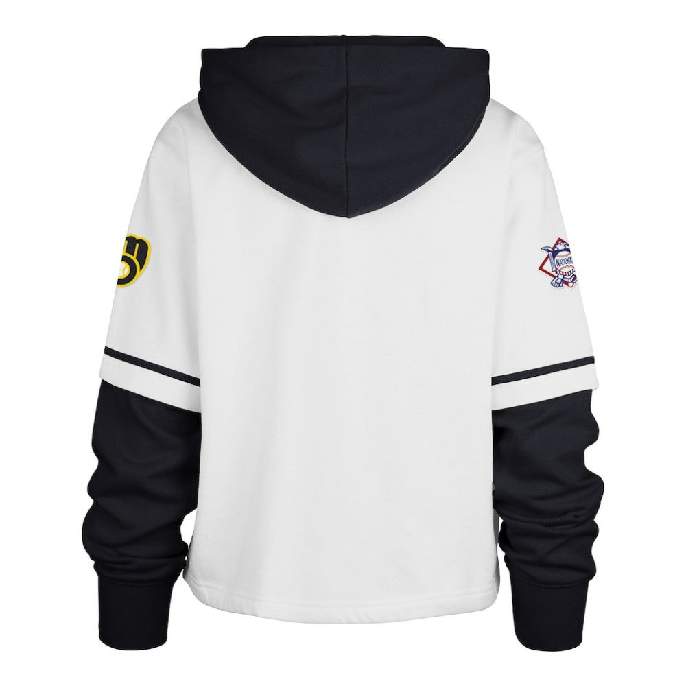 Milwaukee Brewers '47 Women's Trifecta Shortstop Cropped Pullover Hoodie - White Hoodies