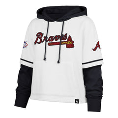 Atlanta Braves '47 Women's Trifecta Shortstop Cropped Pullover Hoodie - White Hoodies