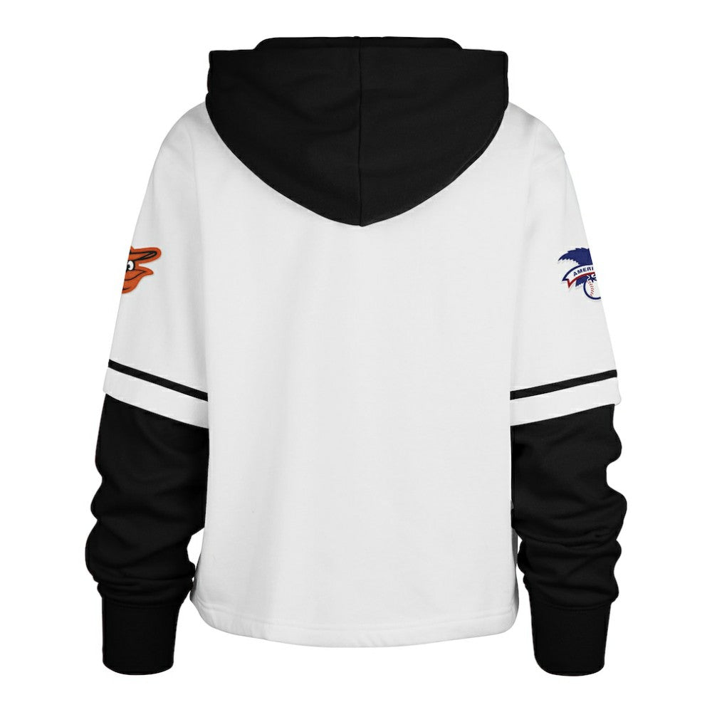 Baltimore Orioles '47 Women's Trifecta Shortstop Cropped Pullover Hoodie - White Hoodies