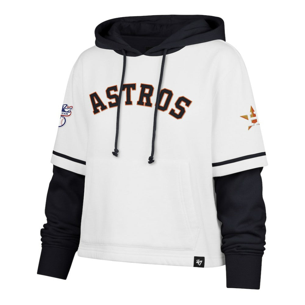 Houston Astros '47 Women's Trifecta Shortstop Cropped Pullover Hoodie - White Hoodies